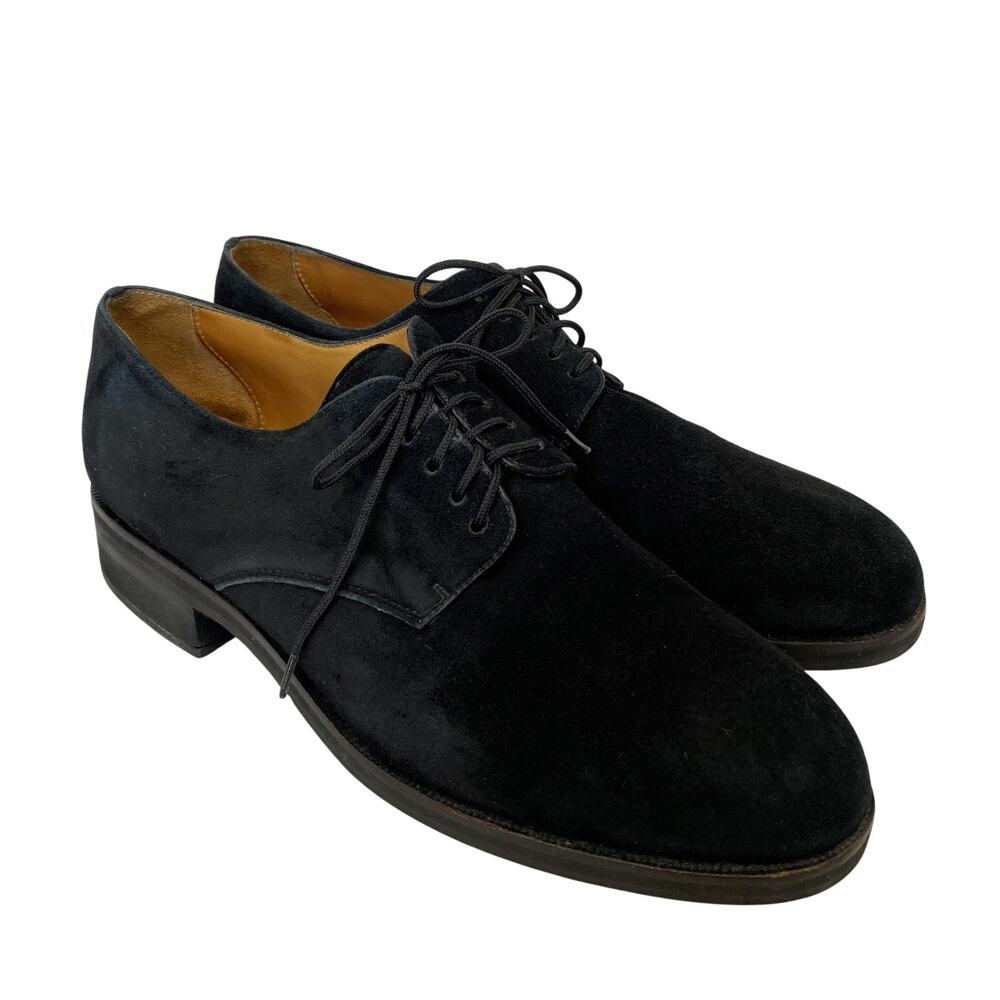 Cole Haan Shoes Mens 11 B Black Suede Derby Lace Up Dress F2183 Made in Brazil